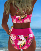 FLOR - BIKINI CON ESTAMPADO FLORAL EN CONTRASTE Y ABERTURA