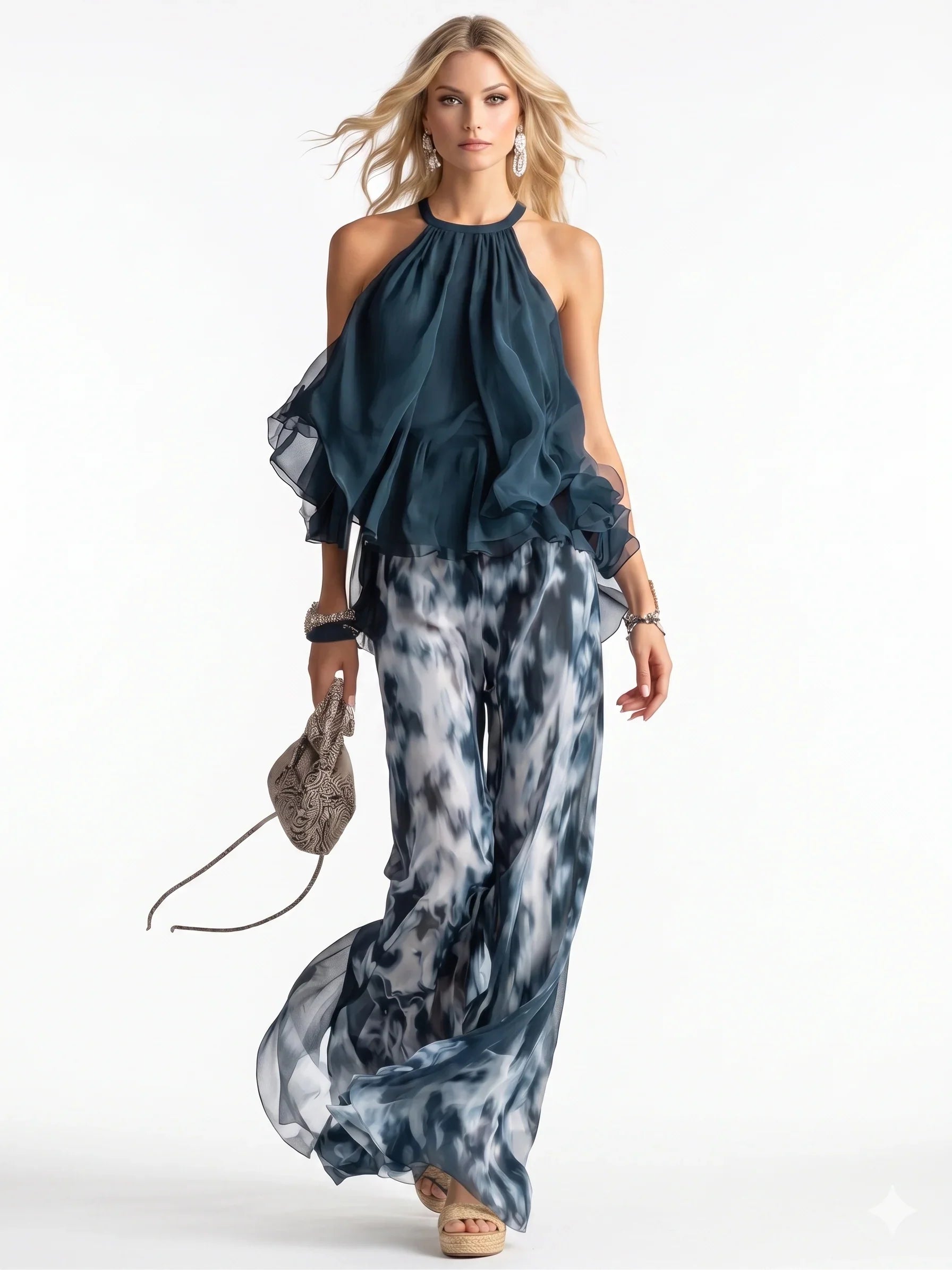 OLIVIA | CONJUNTO ELEGANTE DE DOS PIEZAS DE GASA