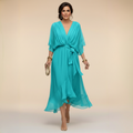 ÍNGRID | VESTIDO DE GASA CON CUELLO EN V