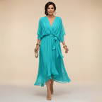 ÍNGRID | VESTIDO DE GASA CON CUELLO EN V