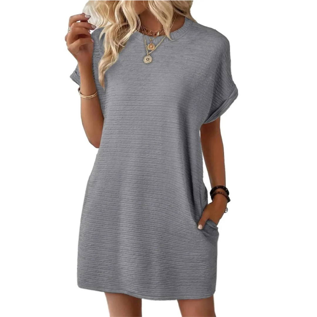 EVASHA | VESTIDO CASUAL VERANIEGO CON CUELLO REDONDO