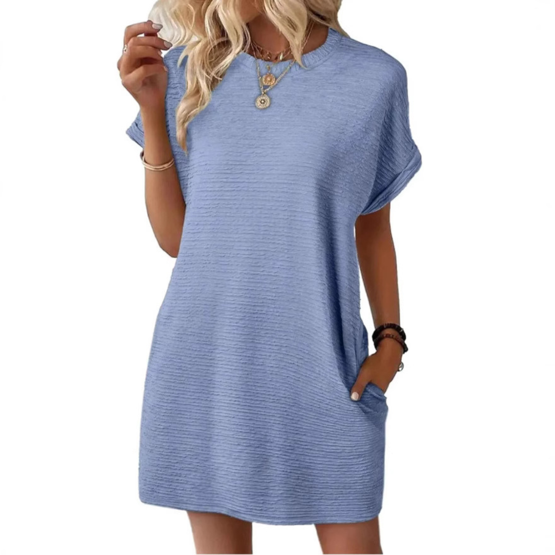 EVASHA | VESTIDO CASUAL VERANIEGO CON CUELLO REDONDO