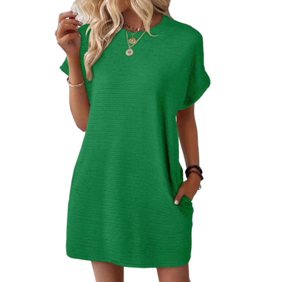EVASHA | VESTIDO CASUAL VERANIEGO CON CUELLO REDONDO