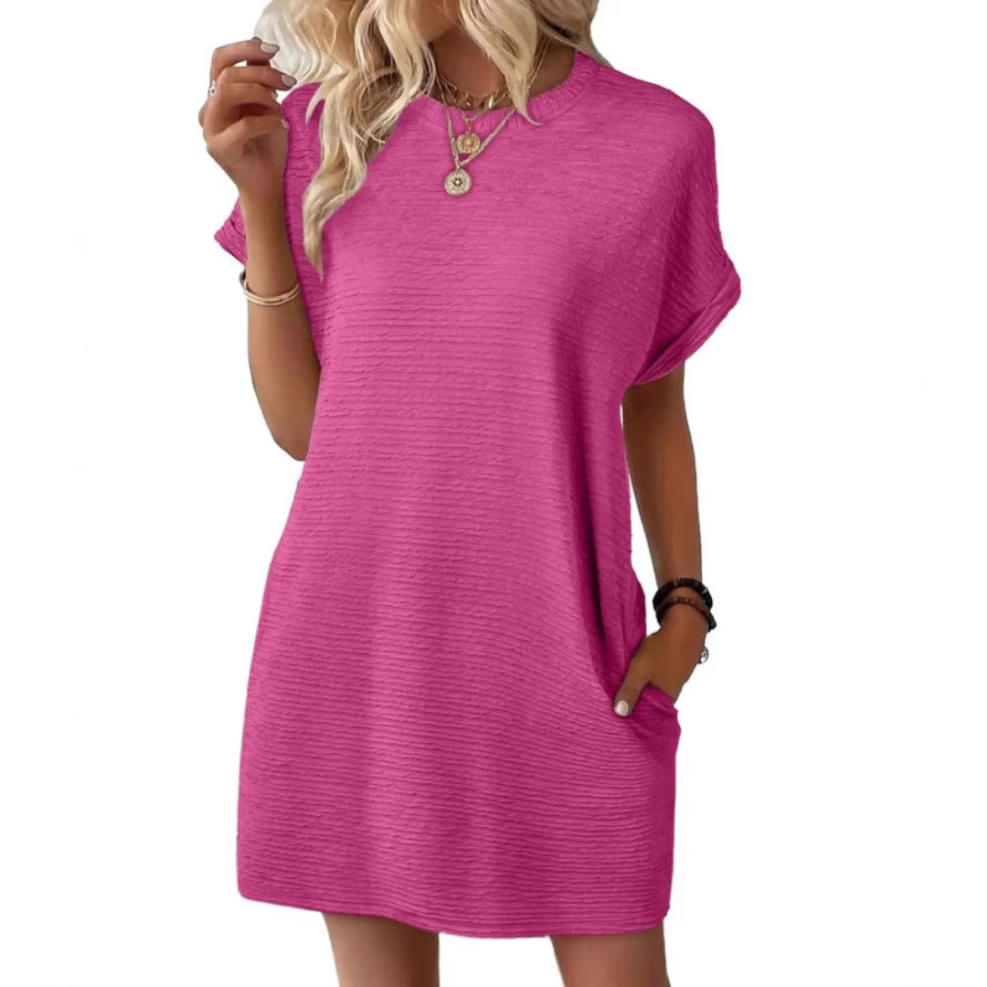 EVASHA | VESTIDO CASUAL VERANIEGO CON CUELLO REDONDO