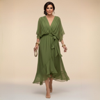 ÍNGRID | VESTIDO DE GASA CON CUELLO EN V