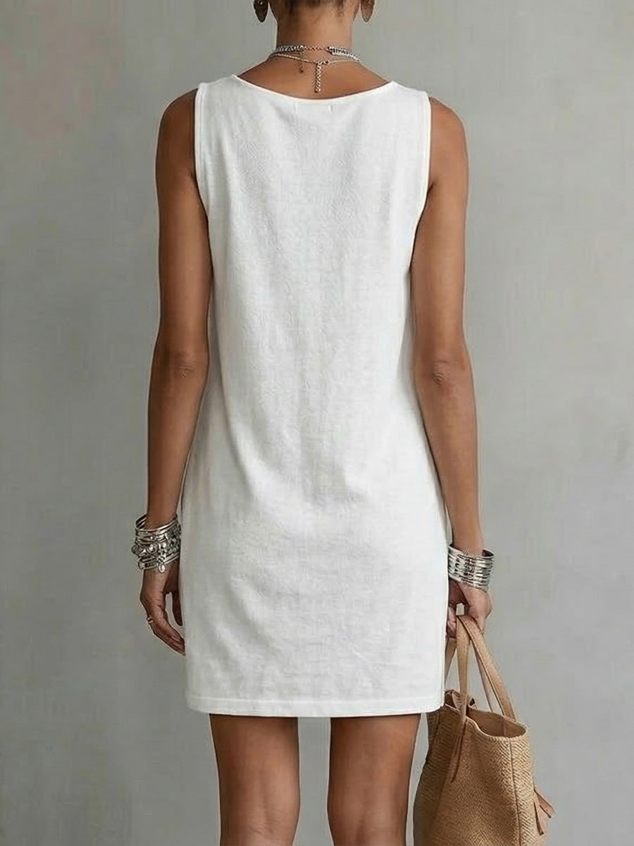 IRIS | VESTIDO SIN MANGAS CON ESCOTE DRAPEADO