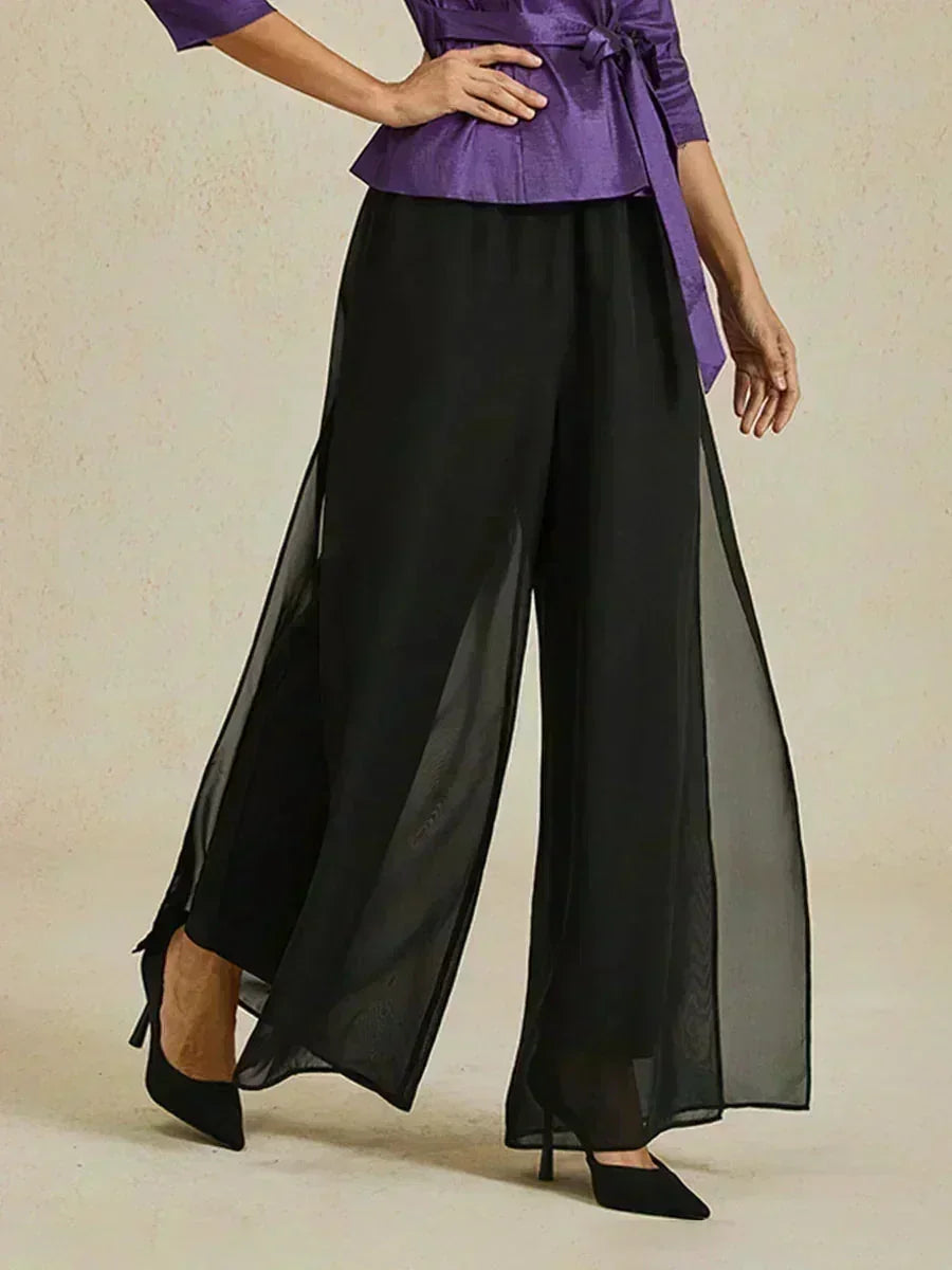 INDIA | PANTALÓN ANCHO CON GASA SUPERPUESTA