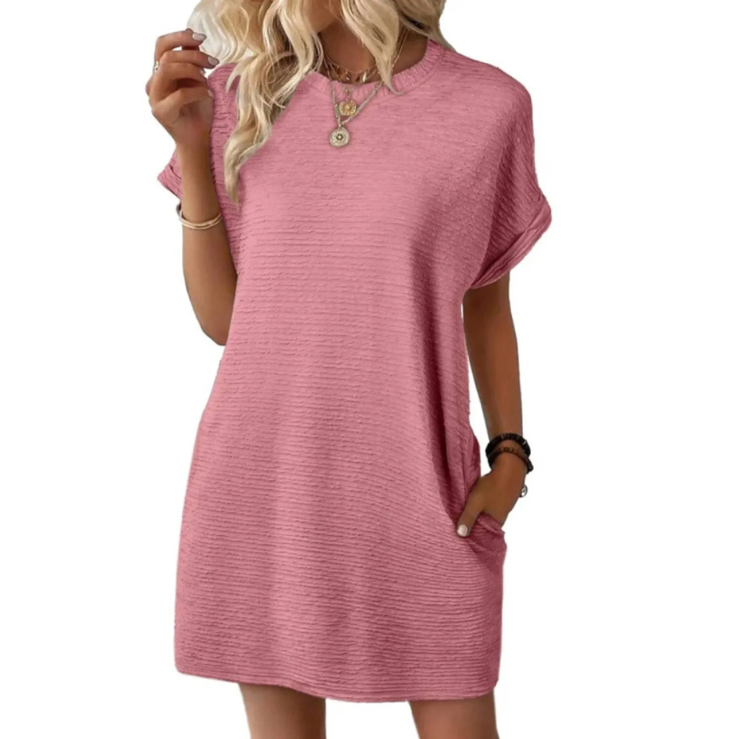EVASHA | VESTIDO CASUAL VERANIEGO CON CUELLO REDONDO