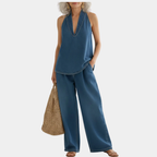 LENA - CONJUNTO HOLGADO DE MEZCLILLA CON ESCOTE HALTER