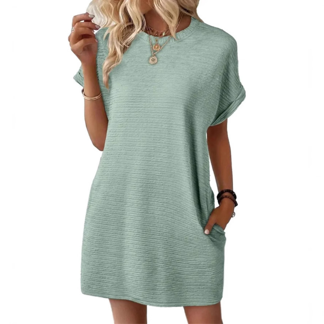 EVASHA | VESTIDO CASUAL VERANIEGO CON CUELLO REDONDO