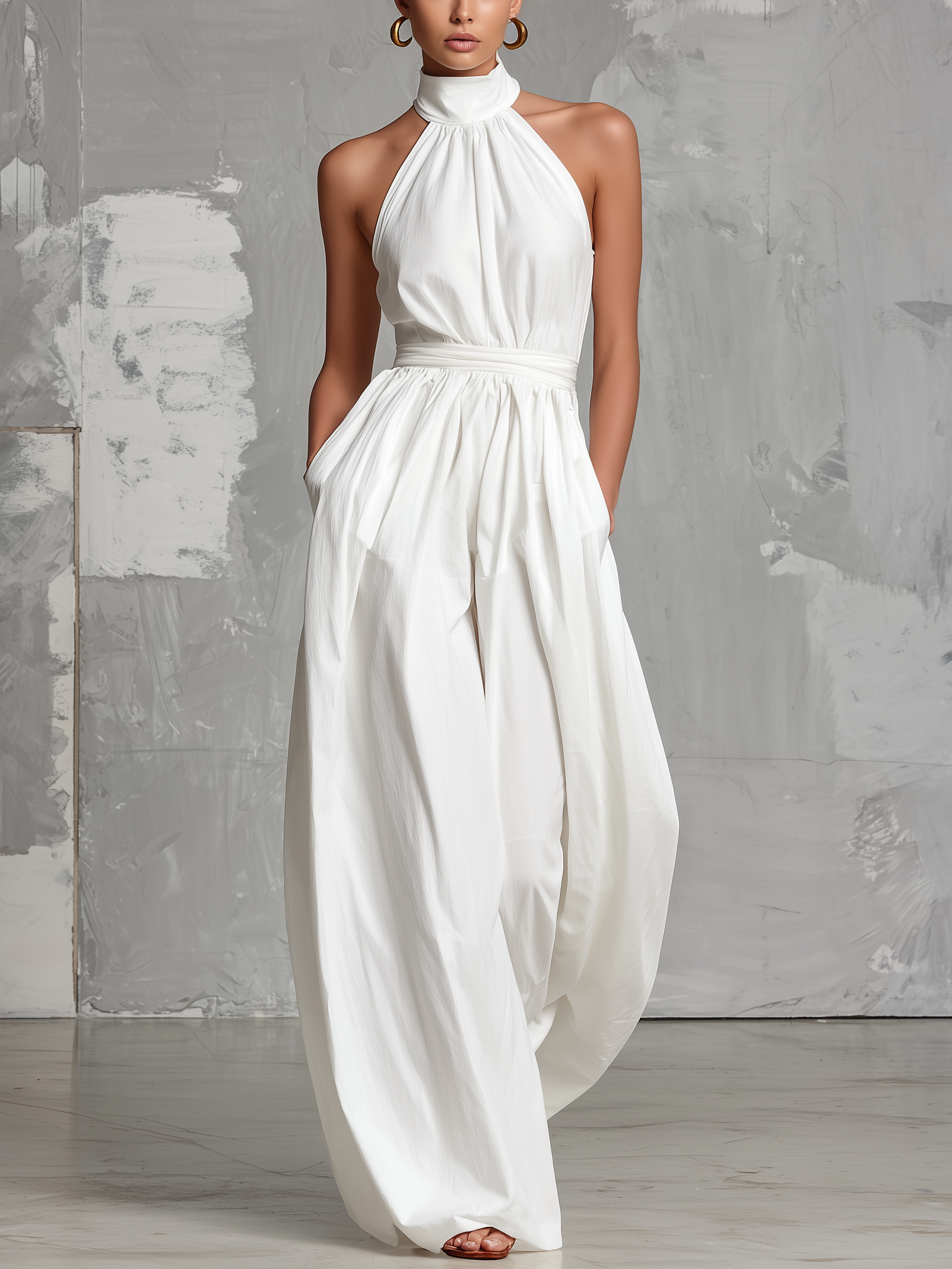 ZOLTÁN - MONO BLANCO SIN MANGAS CON CUELLO HALTER