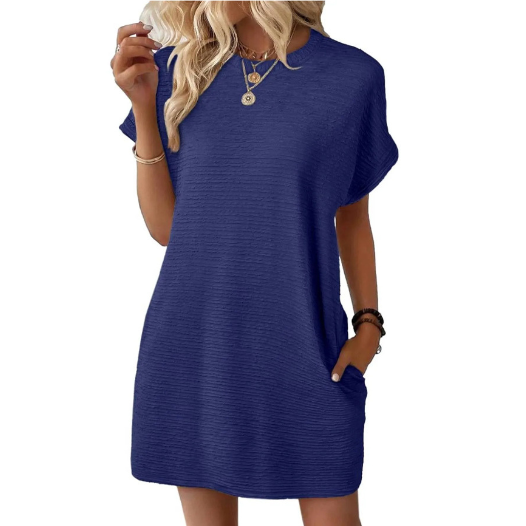 EVASHA | VESTIDO CASUAL VERANIEGO CON CUELLO REDONDO