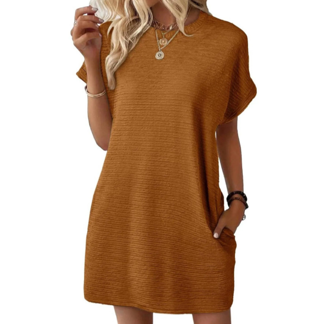 EVASHA | VESTIDO CASUAL VERANIEGO CON CUELLO REDONDO