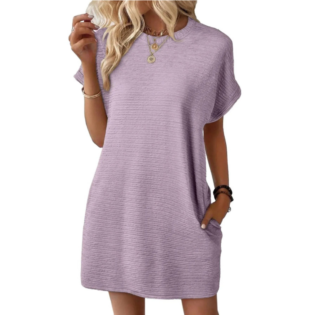 EVASHA | VESTIDO CASUAL VERANIEGO CON CUELLO REDONDO