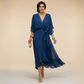 ÍNGRID | VESTIDO DE GASA CON CUELLO EN V