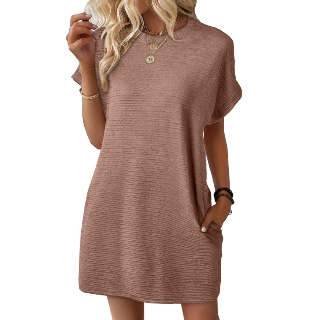 EVASHA | VESTIDO CASUAL VERANIEGO CON CUELLO REDONDO