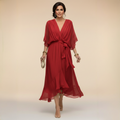 ÍNGRID | VESTIDO DE GASA CON CUELLO EN V