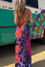 SIENNA | VESTIDO ESTAMPADO TIE-DYE CON ESPALDA DESCUBIERTA