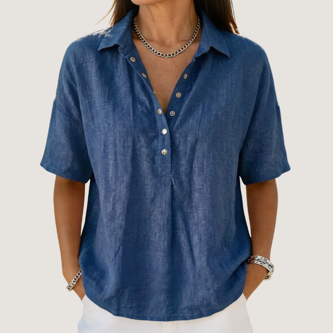 JUNE | BLUSA CON SUELTO Y BOTONES