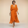 ÍNGRID | VESTIDO DE GASA CON CUELLO EN V