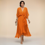 ÍNGRID | VESTIDO DE GASA CON CUELLO EN V