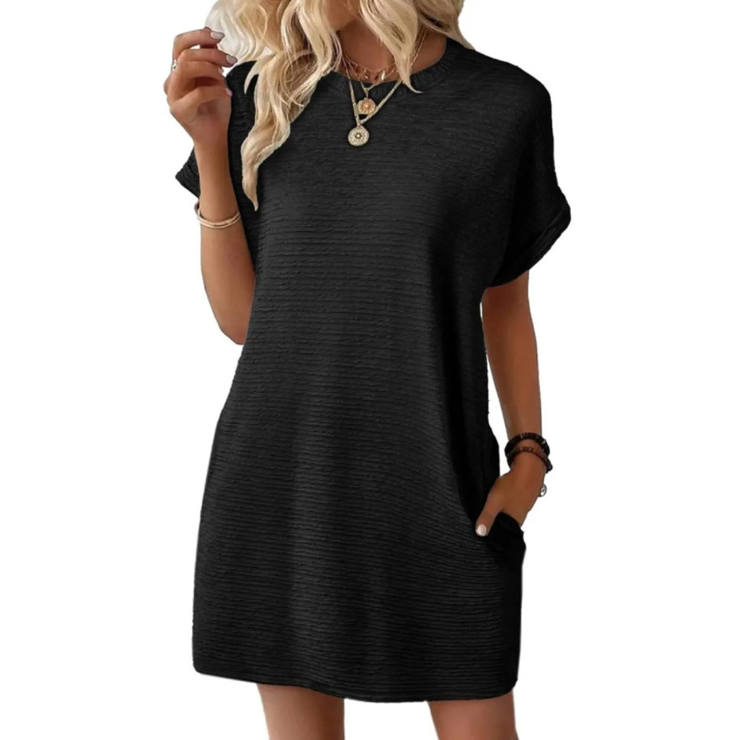 EVASHA | VESTIDO CASUAL VERANIEGO CON CUELLO REDONDO