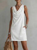 IRIS | VESTIDO SIN MANGAS CON ESCOTE DRAPEADO
