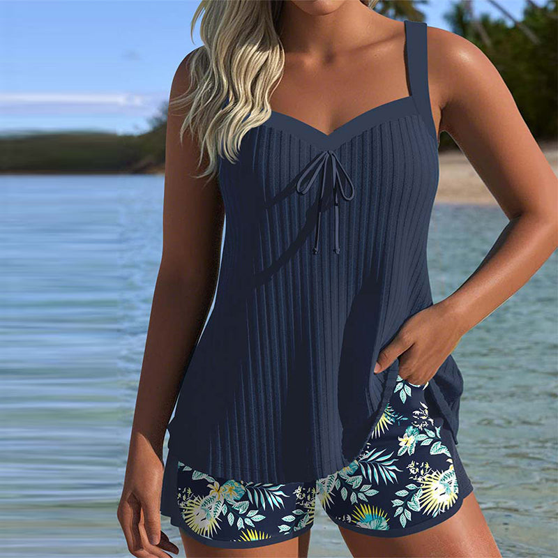 LAURA - TANKINI A RAYAS CON BAÑADOR DE DOS PIEZAS