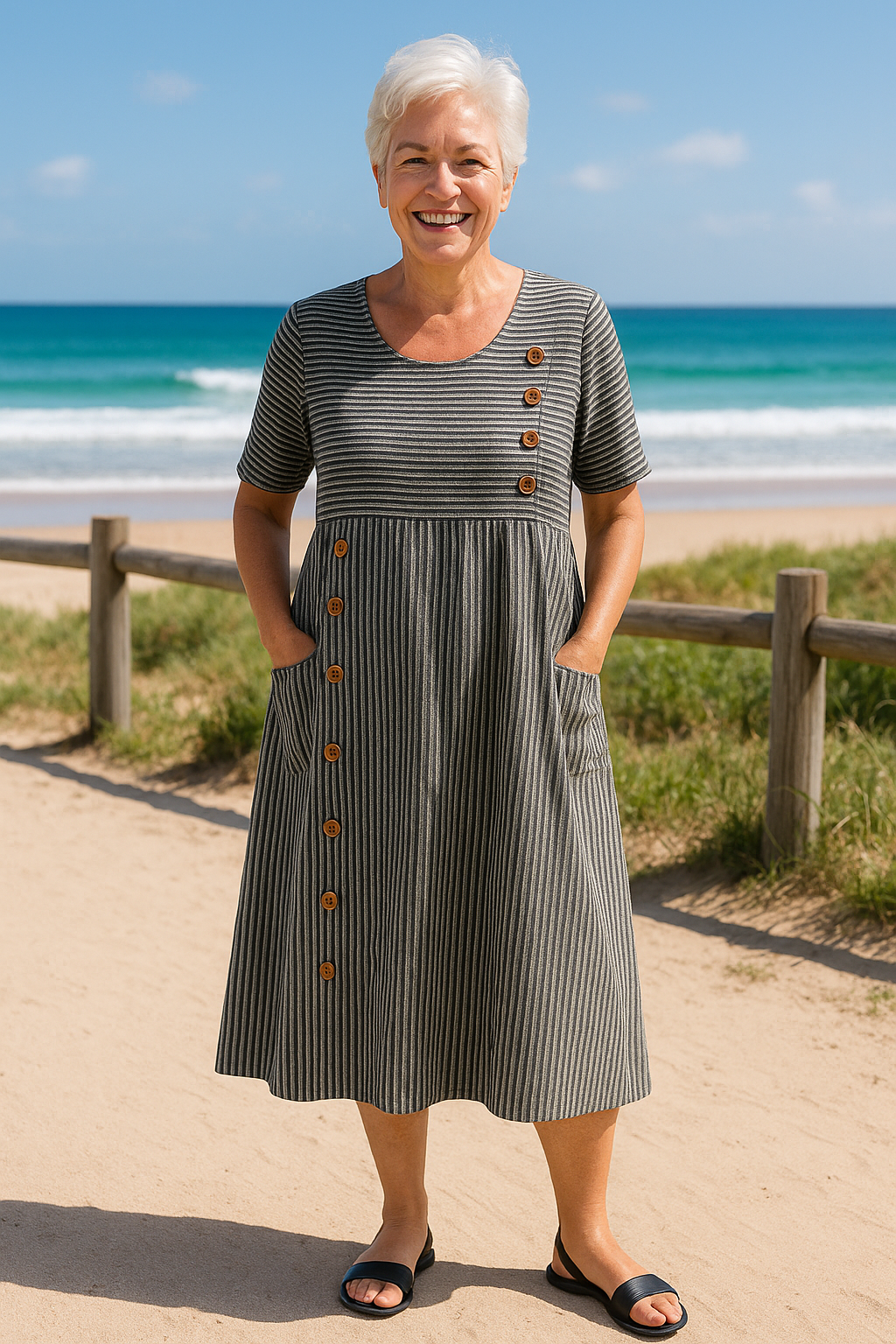 BRIENNE | VESTIDO MIDI DE RAYAS