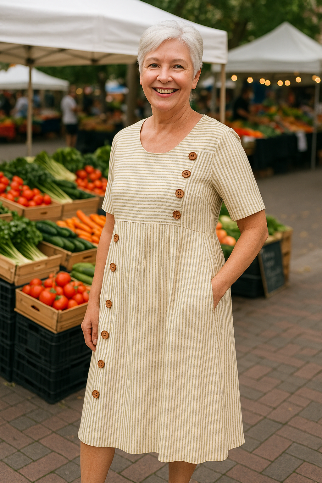 BRIENNE | VESTIDO MIDI DE RAYAS