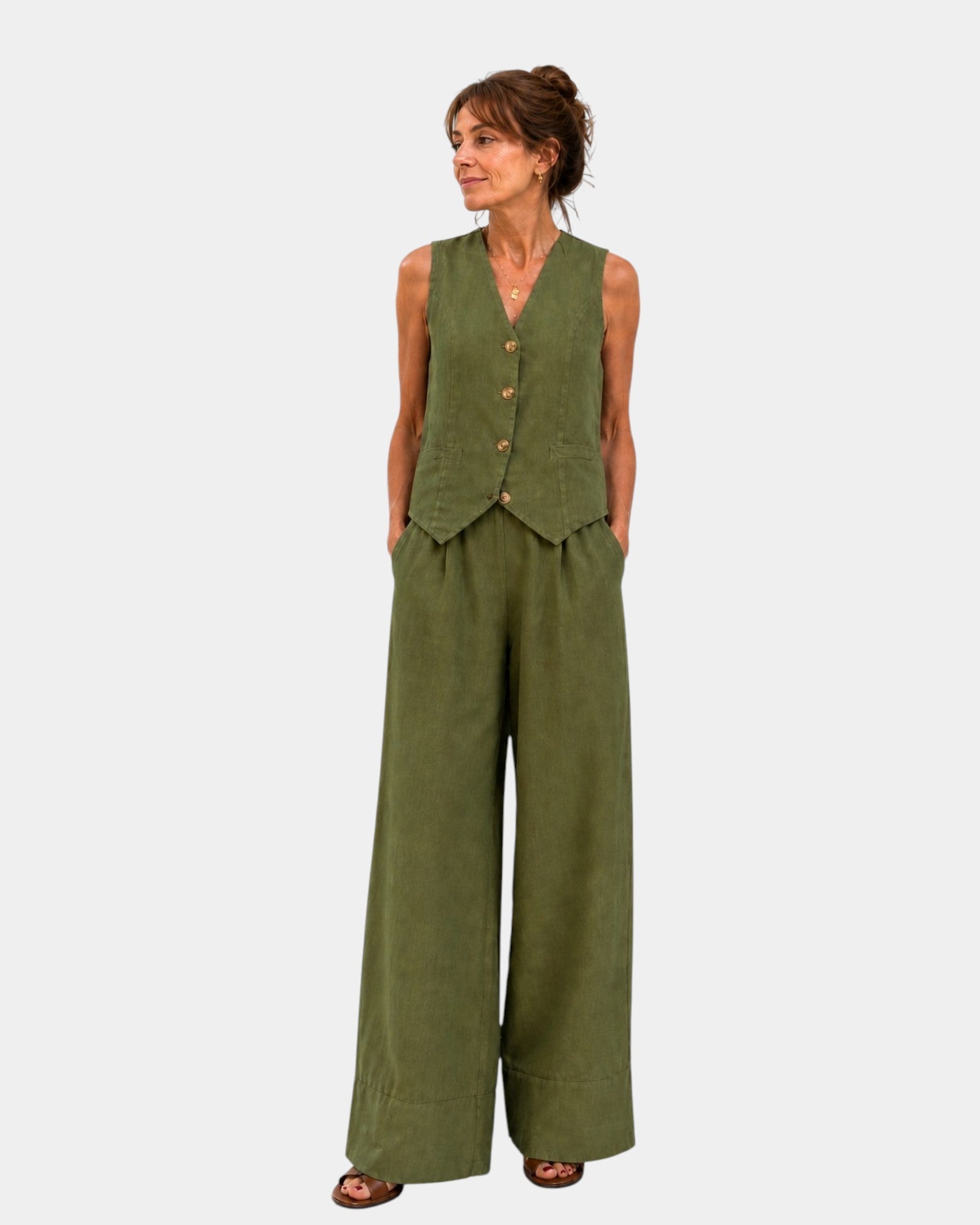 ASSIA | CONJUNTO DE PANTALÓN Y CHALECO SIN MANGAS