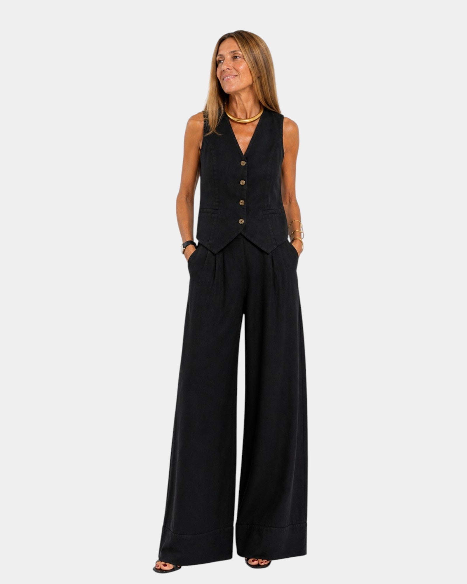 ASSIA | CONJUNTO DE PANTALÓN Y CHALECO SIN MANGAS