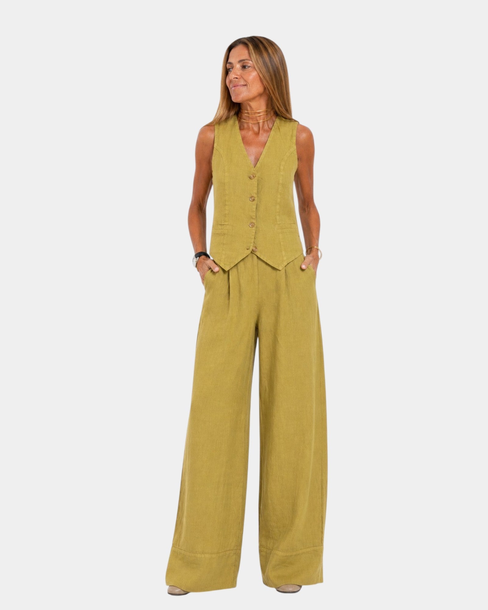 ASSIA | CONJUNTO DE PANTALÓN Y CHALECO SIN MANGAS