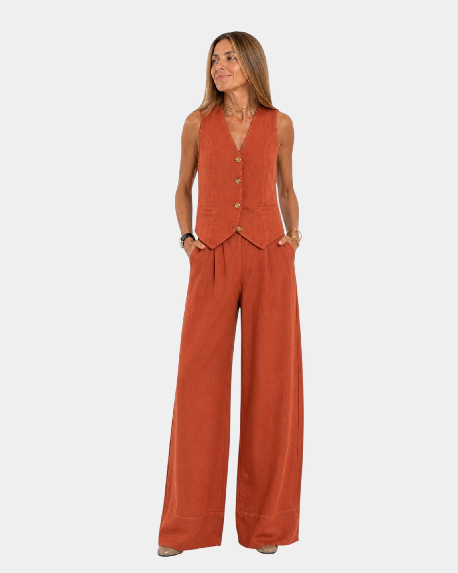 ASSIA | CONJUNTO DE PANTALÓN Y CHALECO SIN MANGAS