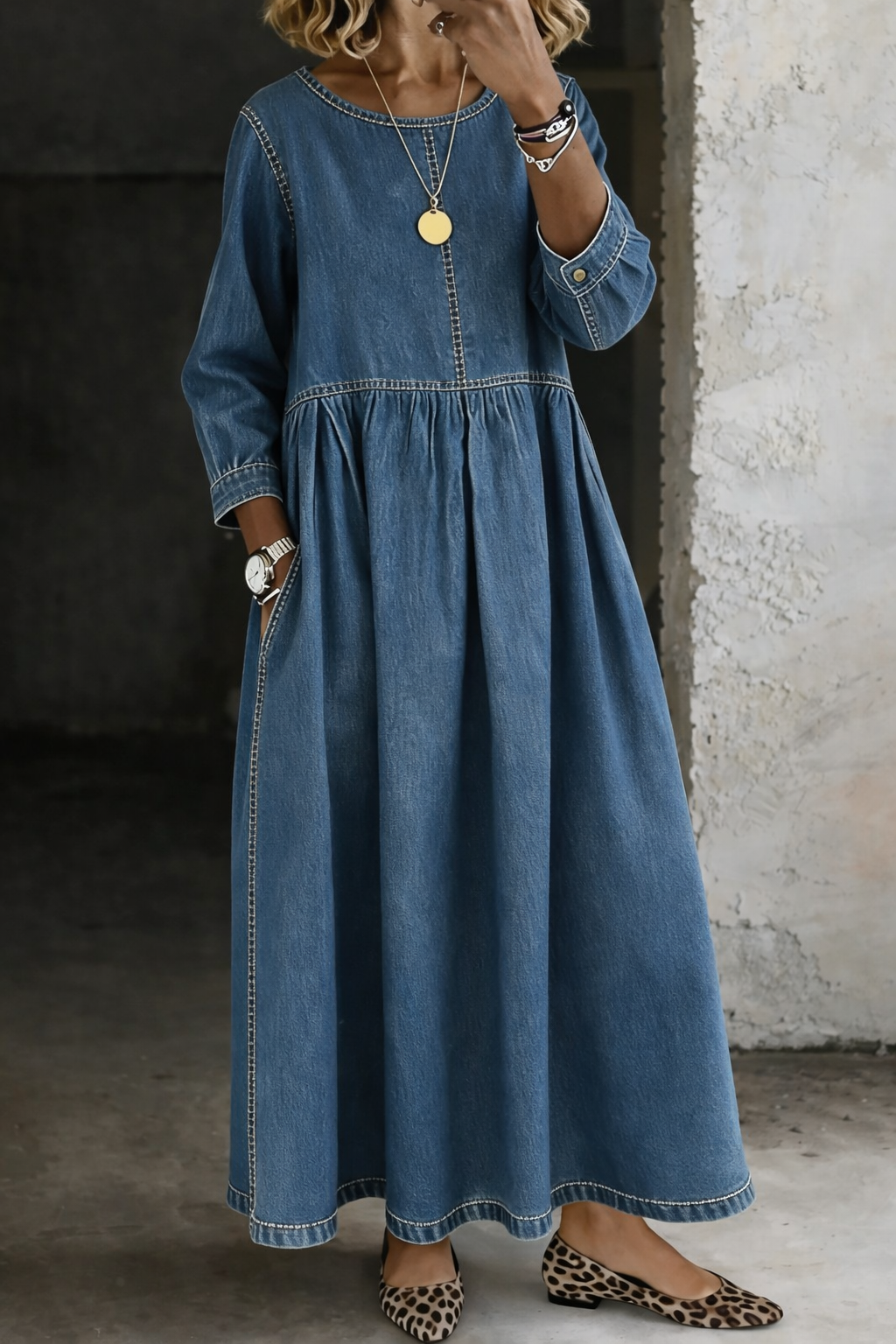 ZEPHYRELLE - VESTIDO LARGO DE MEZCLILLA VINTAGE