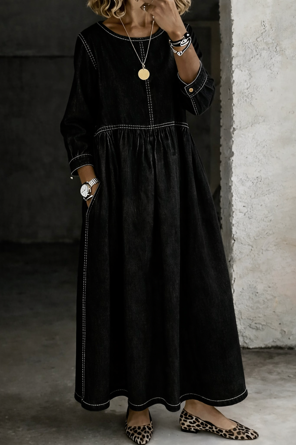 ZEPHYRELLE - VESTIDO LARGO DE MEZCLILLA VINTAGE
