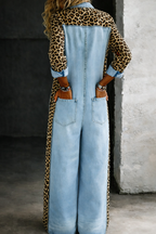 AMANDA - MONO MEZCLILLA DE PIERNA ANCHA CON ESTAMPADO DE LEOPARDO