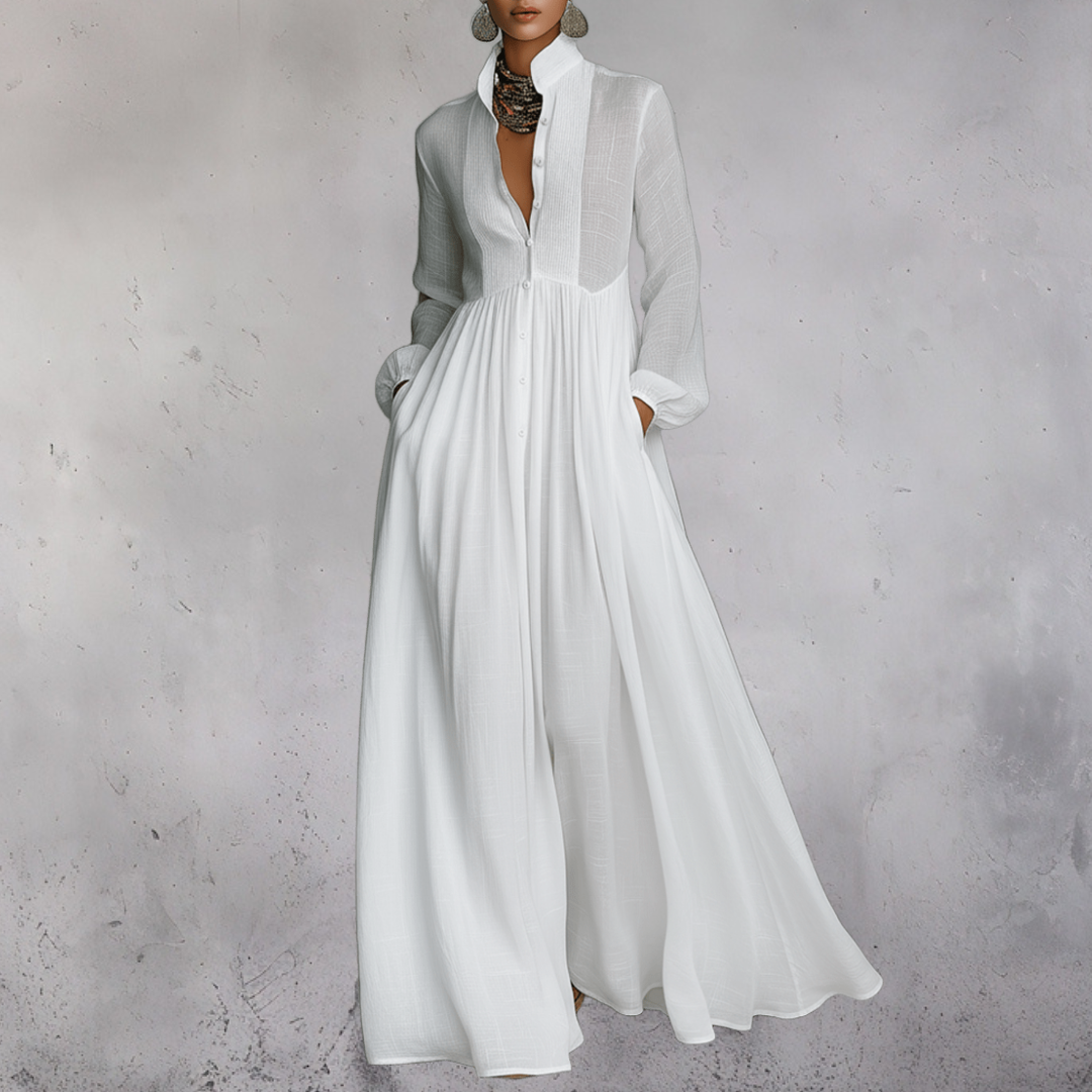 REBECCA | MAXIVESTIDO DE SILUETA FLUIDA CON BOLSILLOS