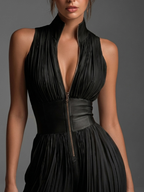 SOFI - MONO DE GASA PLISADA NEGRA