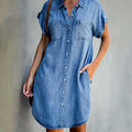 LUNARELLE - VESTIDO CAMISERO DE MEZCLILLA INFORMAL CON BOTONES