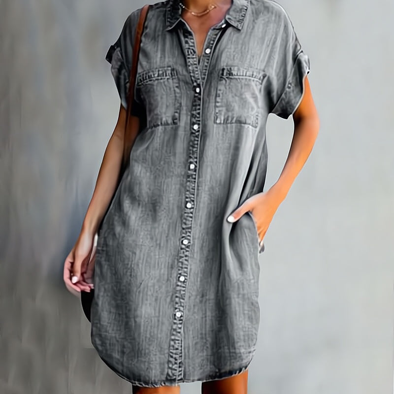 LUNARELLE - VESTIDO CAMISERO DE MEZCLILLA INFORMAL CON BOTONES