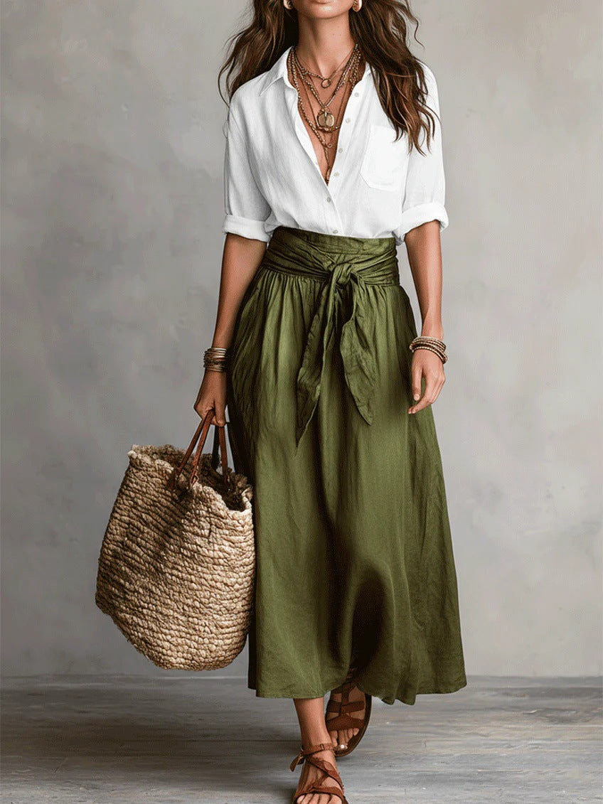 VERA - CONJUNTO DE DOS PIEZAS: CAMISETA Y FALDA MIDI