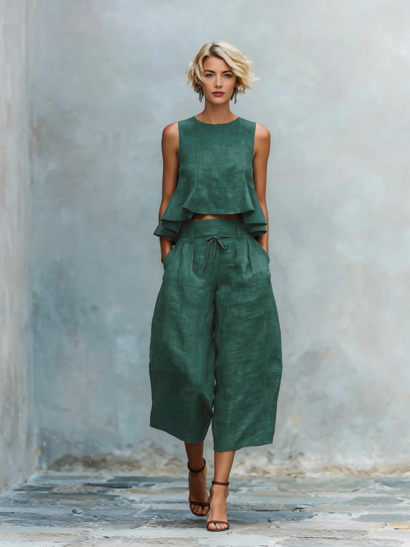 MINA - TRAJE DE DOS PIEZAS PARA MUJER CON VOLANTES