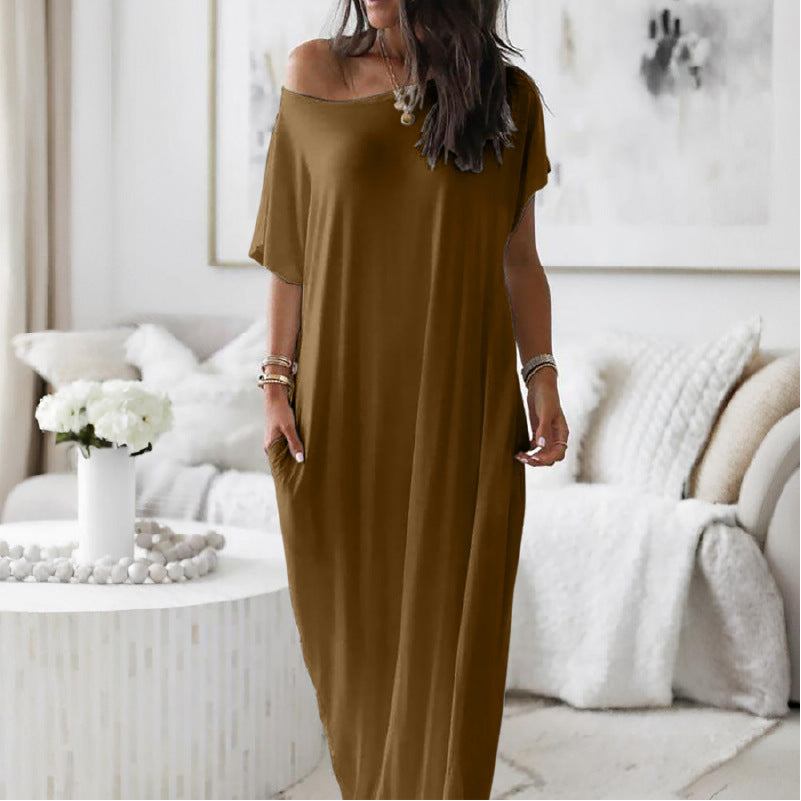 ENID | VESTIDO CASUAL ASIMÉTRICO EXTRAGRANDE CON HOMBROS DESCUBIERTOS