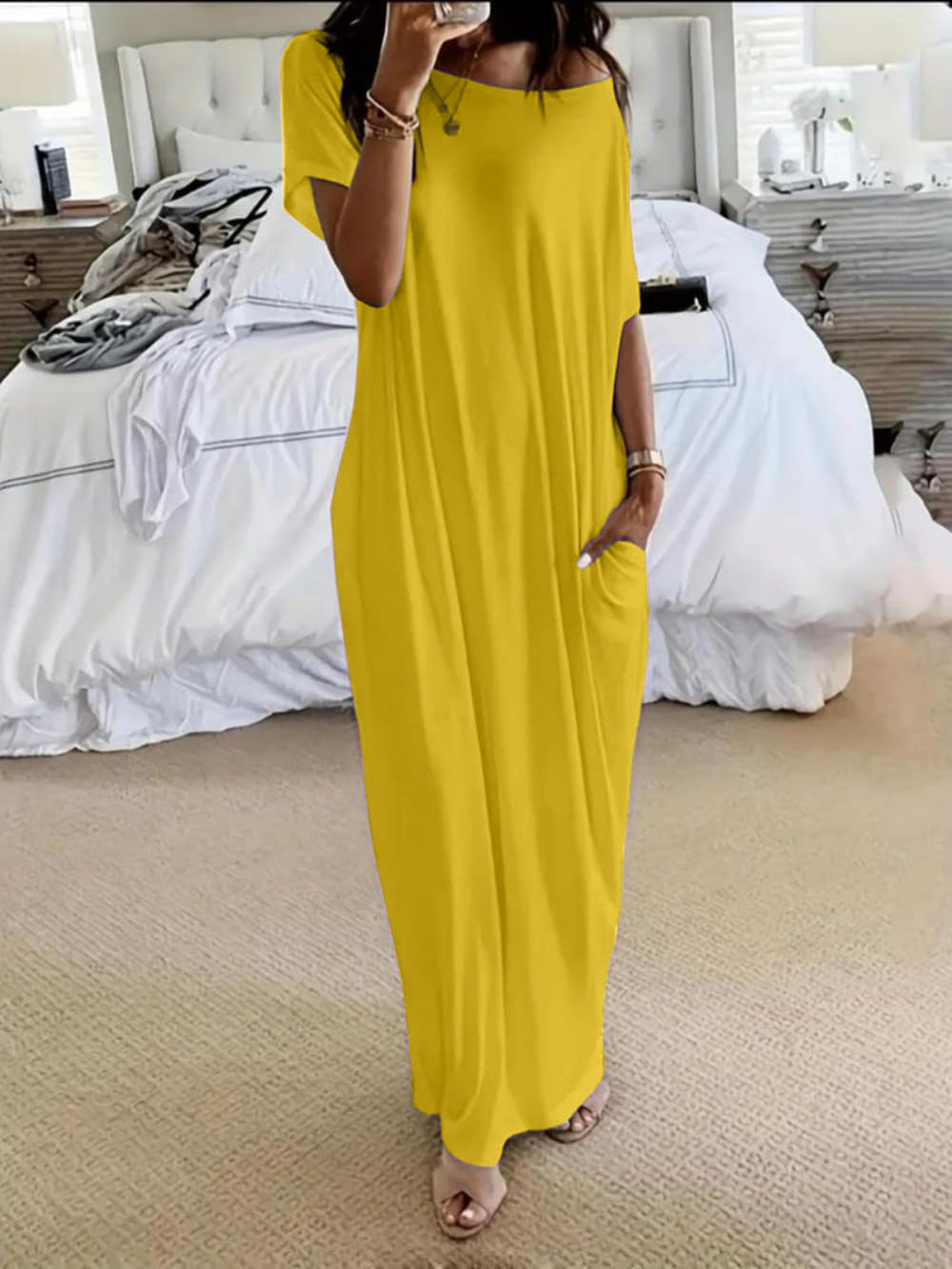 ENID | VESTIDO CASUAL ASIMÉTRICO EXTRAGRANDE CON HOMBROS DESCUBIERTOS