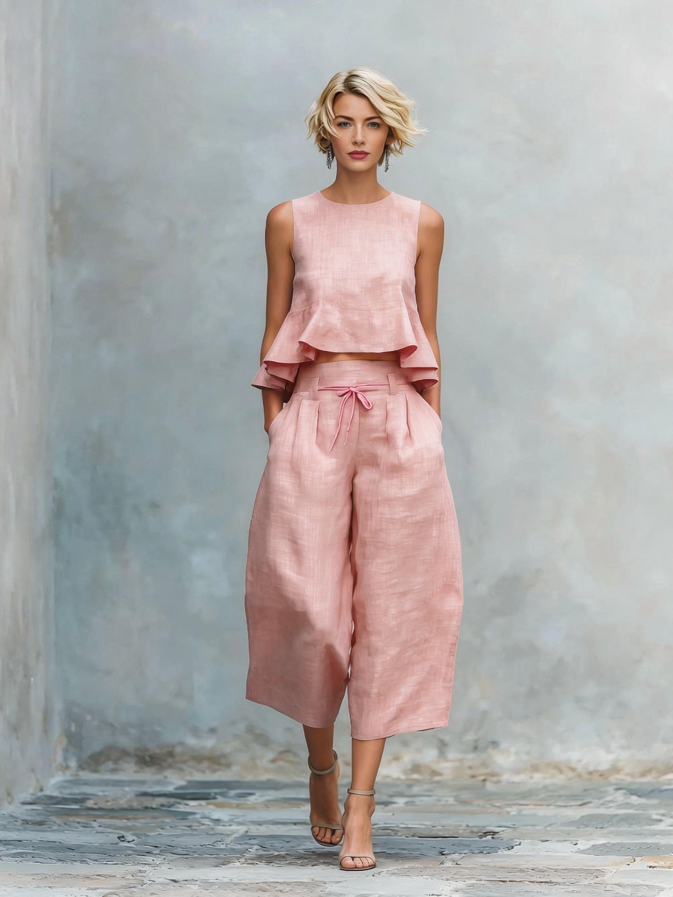 MINA - TRAJE DE DOS PIEZAS PARA MUJER CON VOLANTES