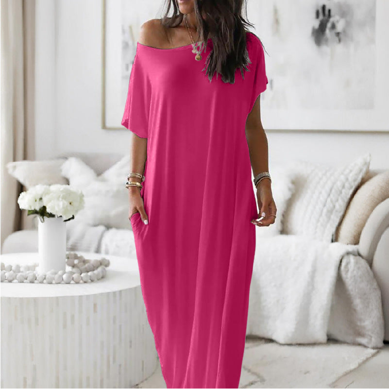 ENID | VESTIDO CASUAL ASIMÉTRICO EXTRAGRANDE CON HOMBROS DESCUBIERTOS