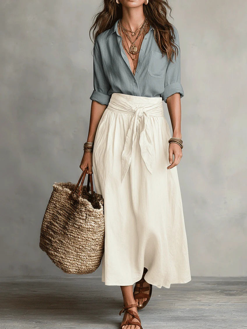 VERA - CONJUNTO DE DOS PIEZAS: CAMISETA Y FALDA MIDI