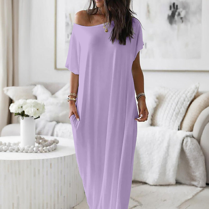 ENID | VESTIDO CASUAL ASIMÉTRICO EXTRAGRANDE CON HOMBROS DESCUBIERTOS