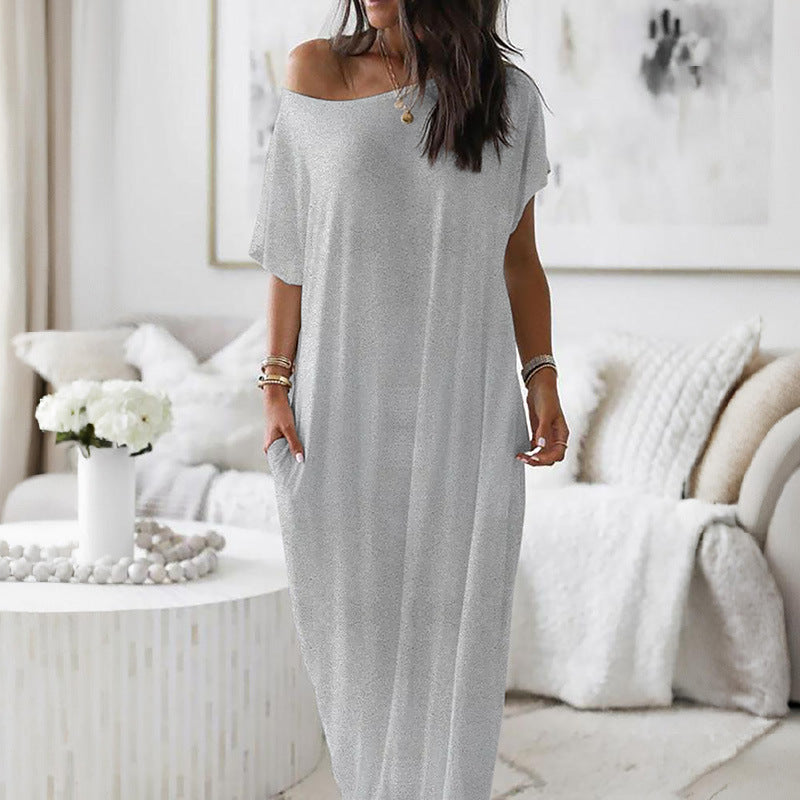 ENID | VESTIDO CASUAL ASIMÉTRICO EXTRAGRANDE CON HOMBROS DESCUBIERTOS